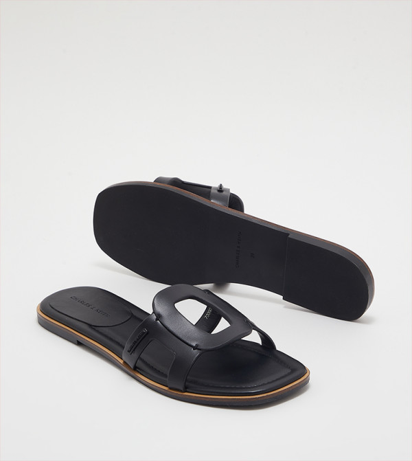 Charles & Keith Flat Sandals - Black Flat Sandals