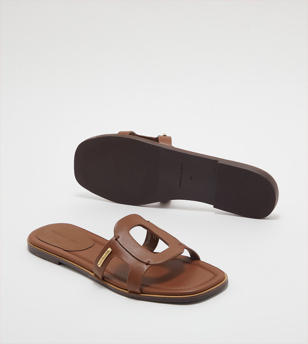 Charles & Keith  Flat Sandals - Brown Flat Sandals
