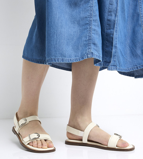 Charles & Keith  Flat Sandals - Cream Flat Sandals