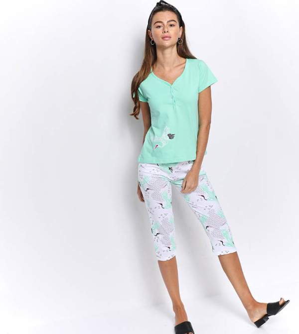 كلوفيا   co-ord-sets - أخضر ملابس نوم