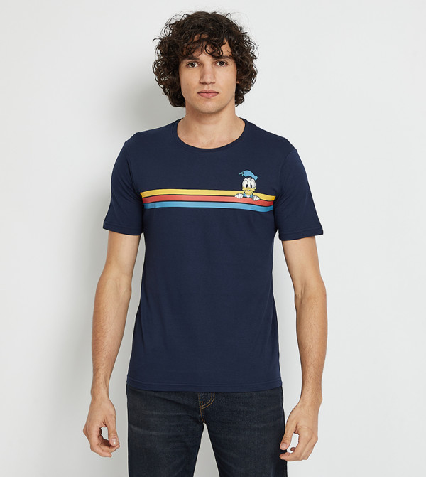The Souled Store striped-society-m - Blue Casual T-Shirts