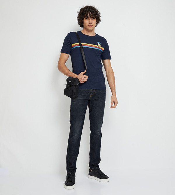 The Souled Store striped-society-m - Blue Casual T-Shirts