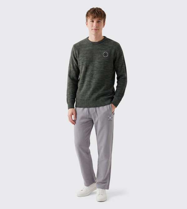 Beverly Hills Polo Club  Round Neck Sweaters - DARK OLIVE Round Neck Sweaters
