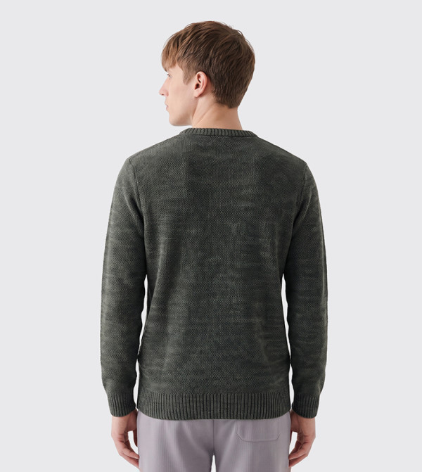 Beverly Hills Polo Club  Round Neck Sweaters - DARK OLIVE Round Neck Sweaters