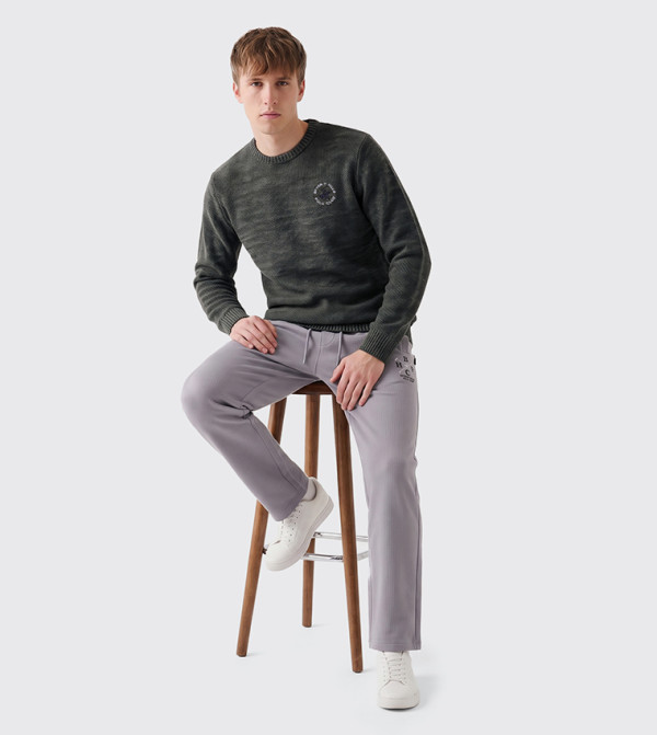 Beverly Hills Polo Club  Round Neck Sweaters - DARK OLIVE Round Neck Sweaters