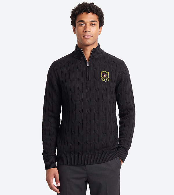 بيفرلي هيلز بولو كلوب  سترات بياقة دائرية - أسود Round Neck Sweaters