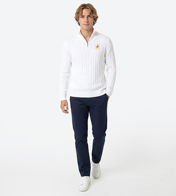 بيفرلي هيلز بولو كلوب  سترات بياقة دائرية - أبيض Round Neck Sweaters