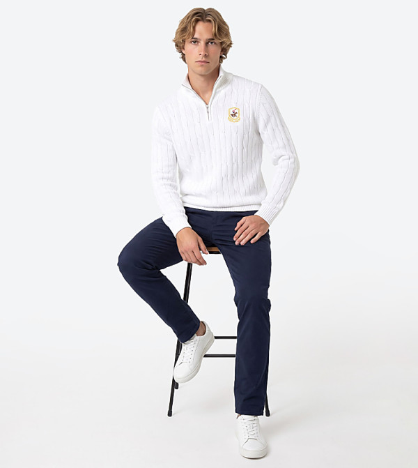 بيفرلي هيلز بولو كلوب  سترات بياقة دائرية - أبيض Round Neck Sweaters