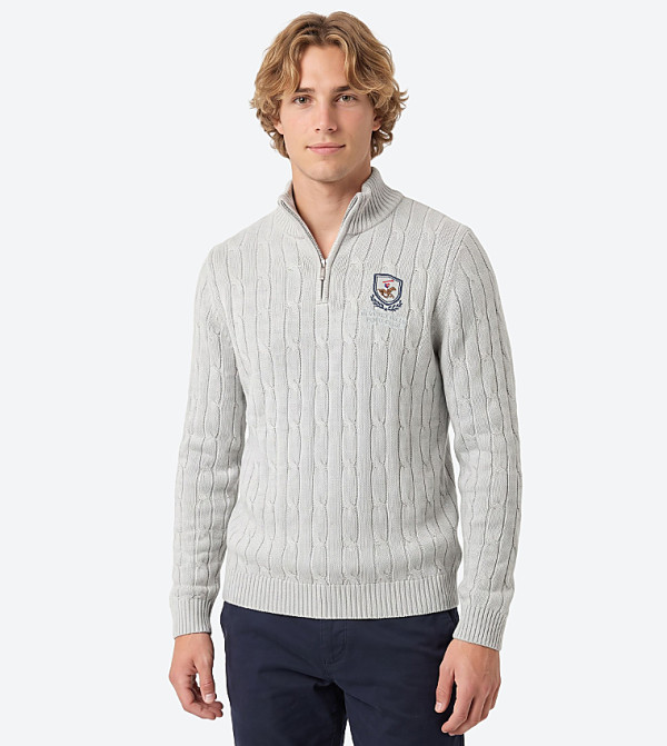 بيفرلي هيلز بولو كلوب  سترات بياقة دائرية - رمادي Round Neck Sweaters