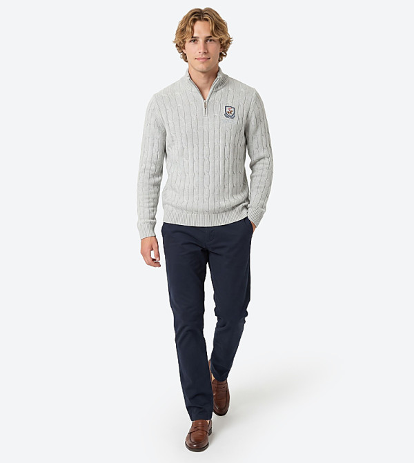 بيفرلي هيلز بولو كلوب  سترات بياقة دائرية - رمادي Round Neck Sweaters