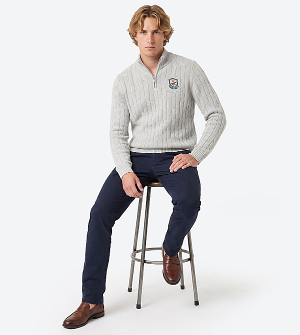 بيفرلي هيلز بولو كلوب  سترات بياقة دائرية - رمادي Round Neck Sweaters