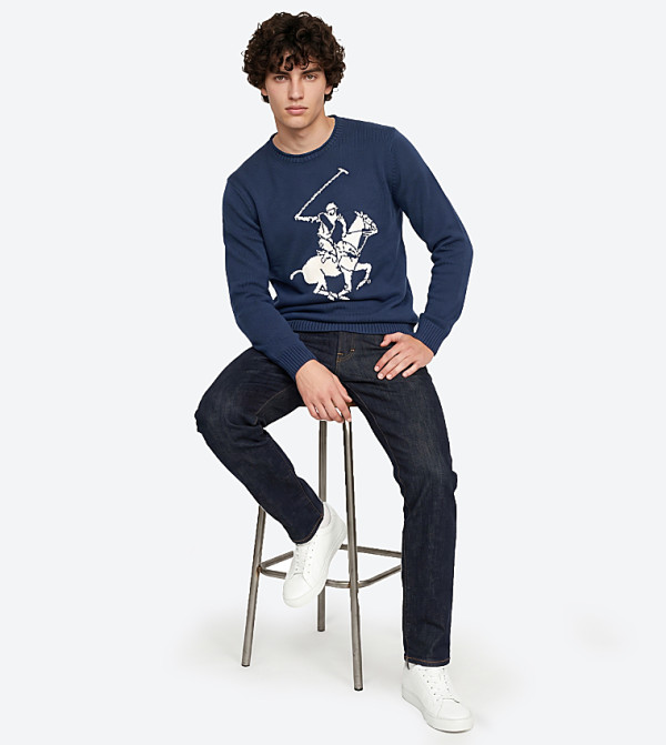 بيفرلي هيلز بولو كلوب  سترات بياقة دائرية - كحلي Round Neck Sweaters
