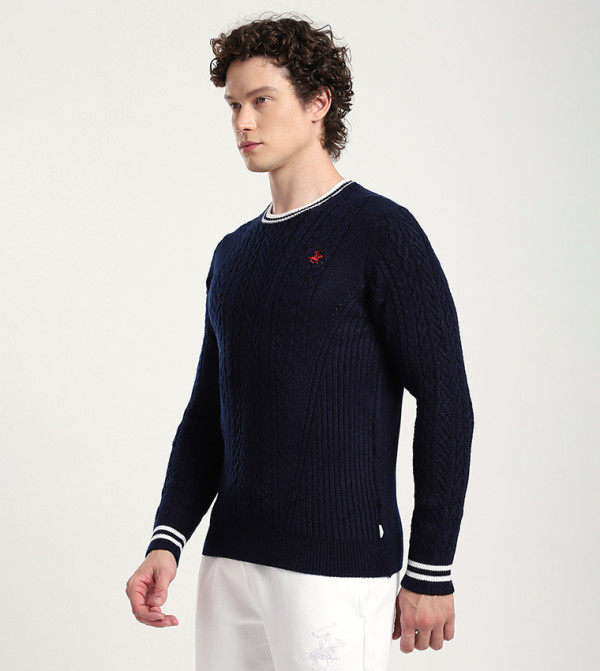 Beverly Hills Polo Club Clothing - NAVY BLUE Round Neck Sweaters