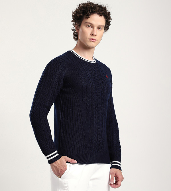 Beverly Hills Polo Club Clothing - NAVY BLUE Round Neck Sweaters