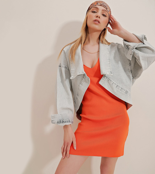 Trend Alaçatı Stili Trend Alaçatı Stili - Grey Denim Jackets