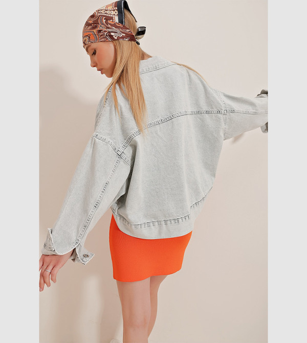 Trend Alaçatı Stili Trend Alaçatı Stili - Grey Denim Jackets