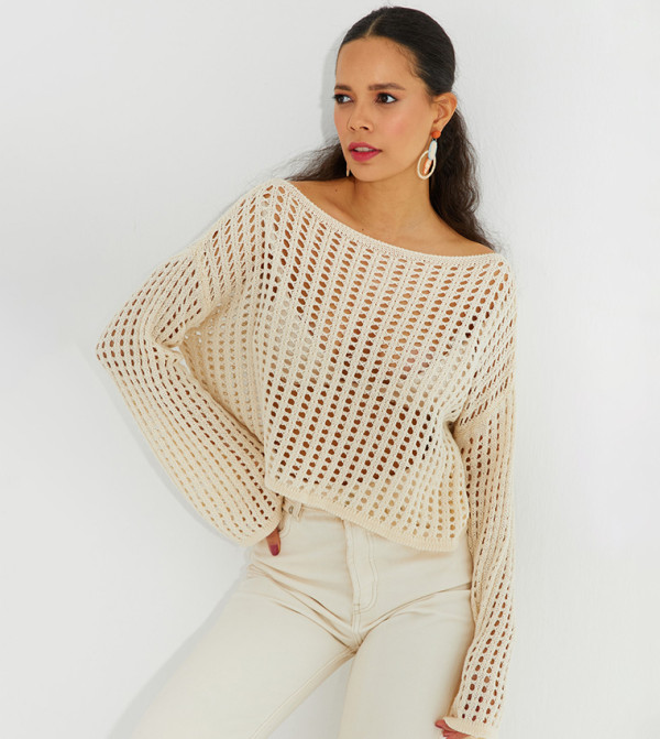 Cool & Sexy - Outlet  - Ecru Cropped Tops