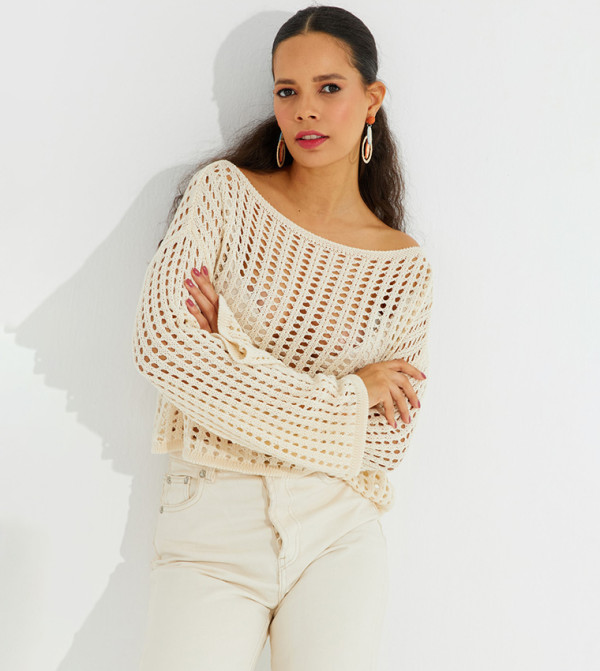 Cool & Sexy - Outlet  - Ecru Cropped Tops