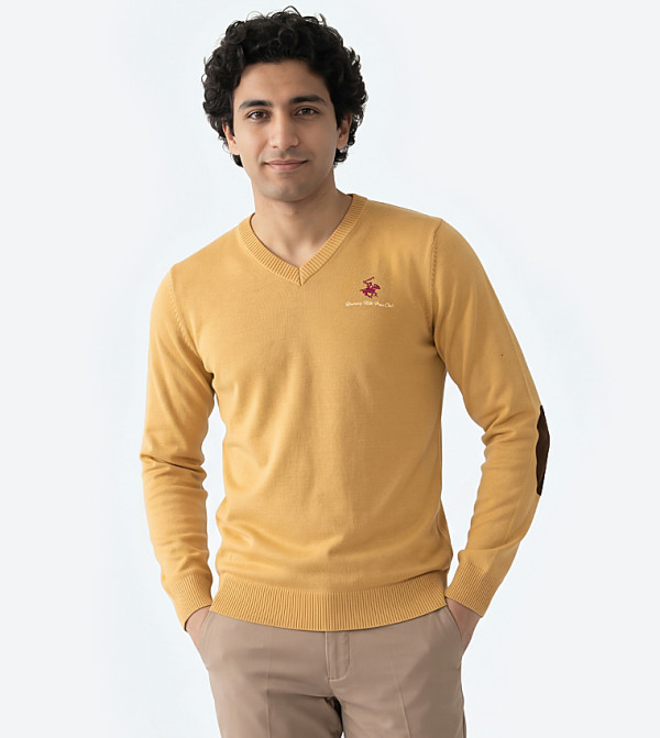 بيفرلي هيلز بولو كلوب  سترات بياقة V  - أصفر غامق  V-neck Sweaters