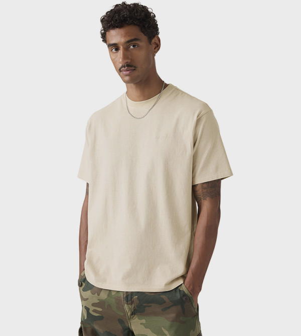 Levi's  Round Neck T-Shirts - Beige Round Neck T-Shirts