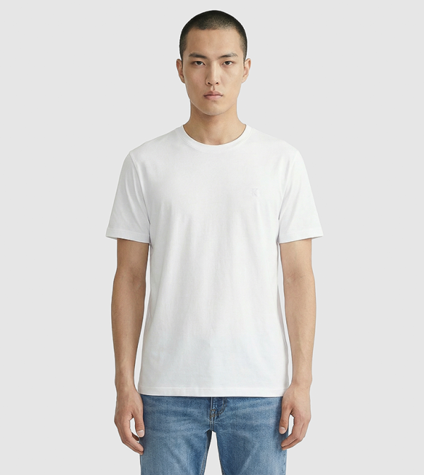 Calvin Klein  Round Neck T-Shirts - White Round Neck T-Shirts