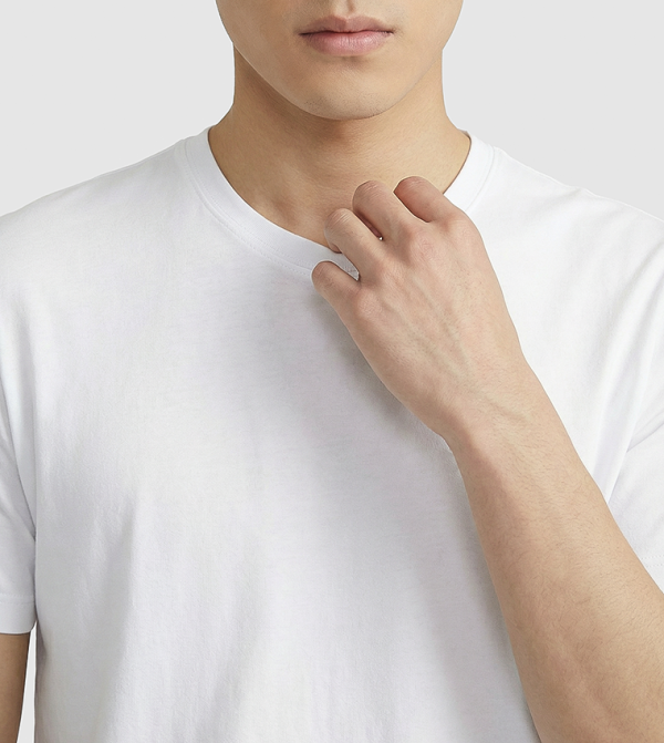 Calvin Klein  Round Neck T-Shirts - White Round Neck T-Shirts