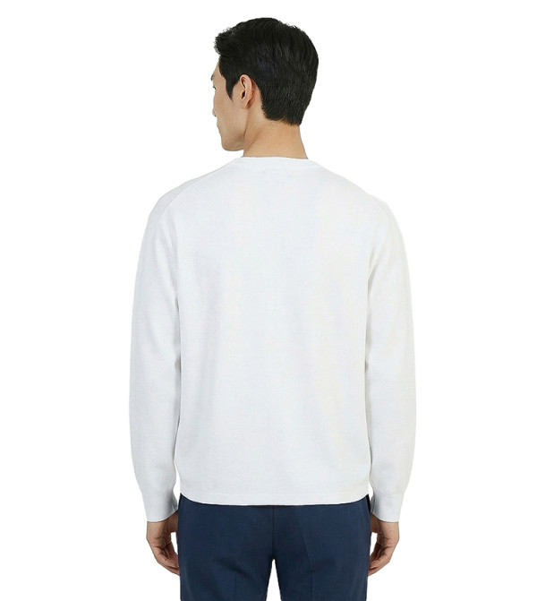 Calvin Klein Jeans  Round Neck Sweaters - White Round Neck Sweaters