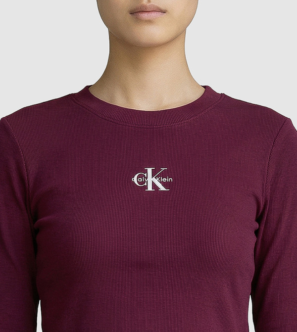 Calvin Klein Jeans  Long Sleeve T-Shirts - Burgundy Long Sleeve T-Shirts