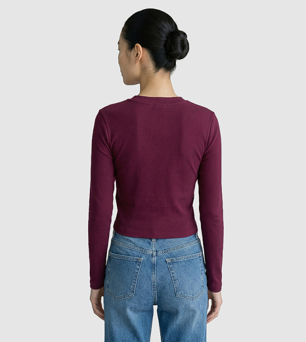 Calvin Klein Jeans  Long Sleeve T-Shirts - Burgundy Long Sleeve T-Shirts