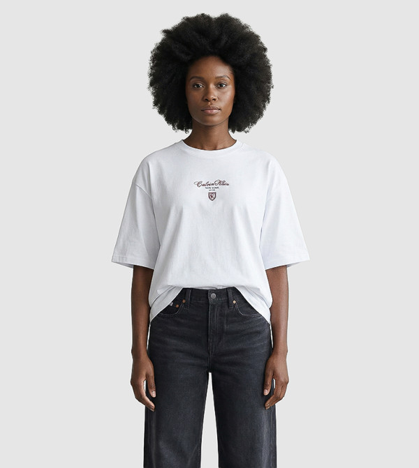 Calvin Klein Jeans  Clothing - White Short Sleeve T-Shirts