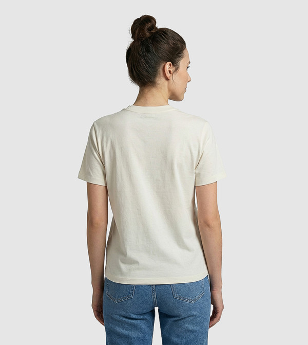 Calvin Klein Jeans  Clothing - Cream Short Sleeve T-Shirts