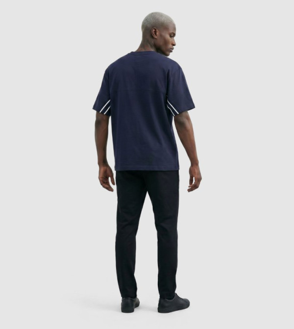 Calvin Klein striped-society-m - Navy Round Neck T-Shirts
