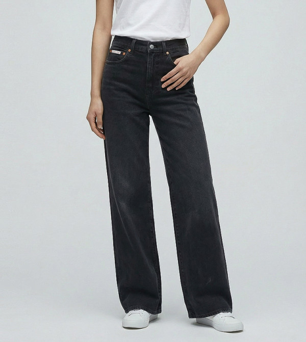 كالفن كلاين جينز ساق واسعة - أسود Wide Leg Jeans