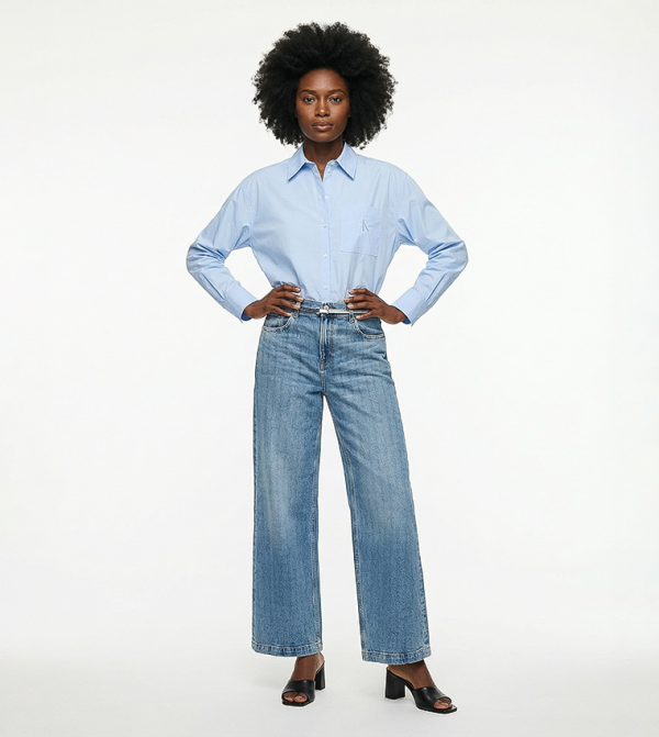 كالفن كلاين جينز  baggy-denim-edit - أزرق Straight Jeans