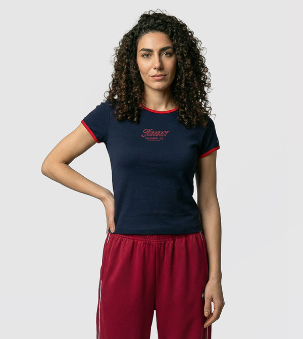 تومي هيلفيغر  تيشيرتات كاجوال - أزرق بحري داكن Short Sleeve T-Shirts
