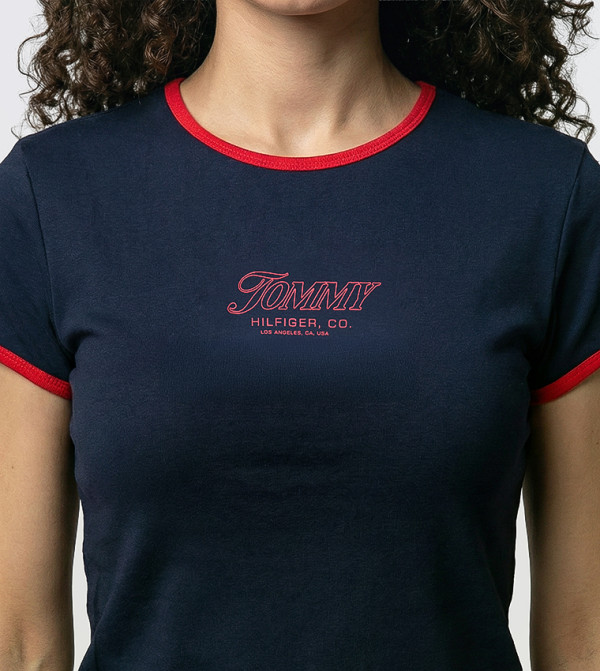 تومي هيلفيغر  تيشيرتات كاجوال - أزرق بحري داكن Short Sleeve T-Shirts