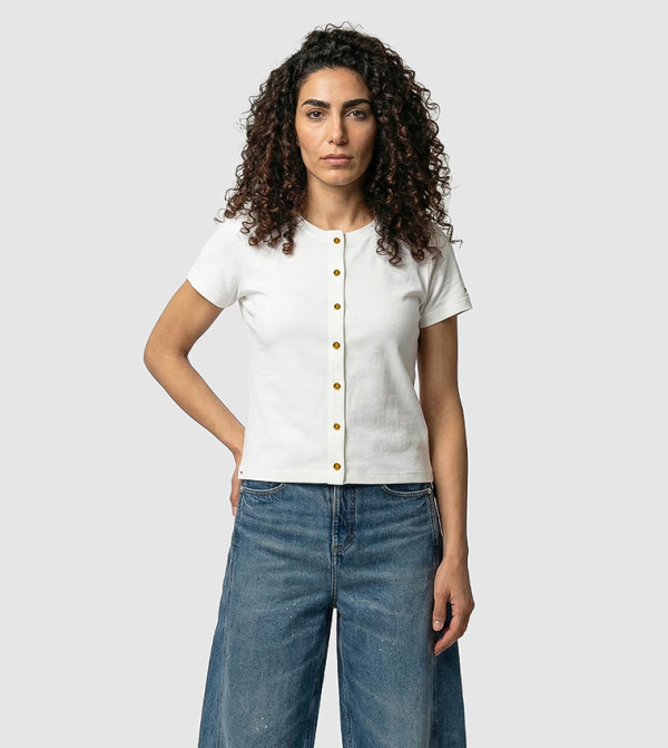 Tommy Hilfiger  - Cream Short Sleeve T-Shirts