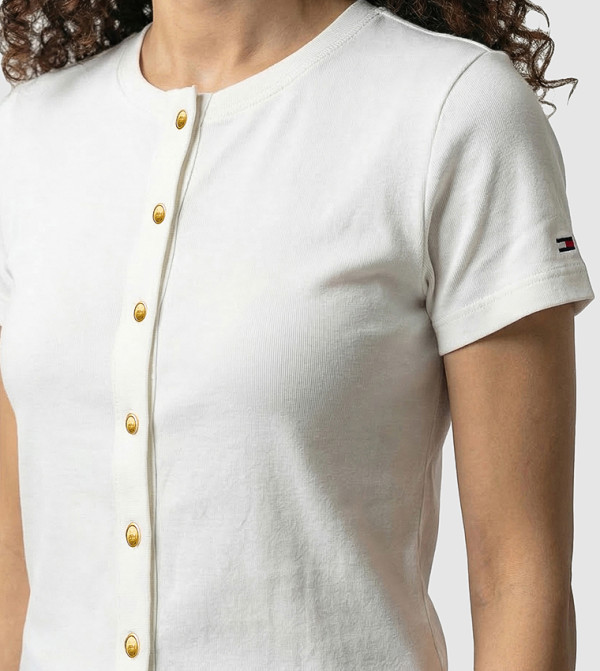 Tommy Hilfiger  - Cream Short Sleeve T-Shirts