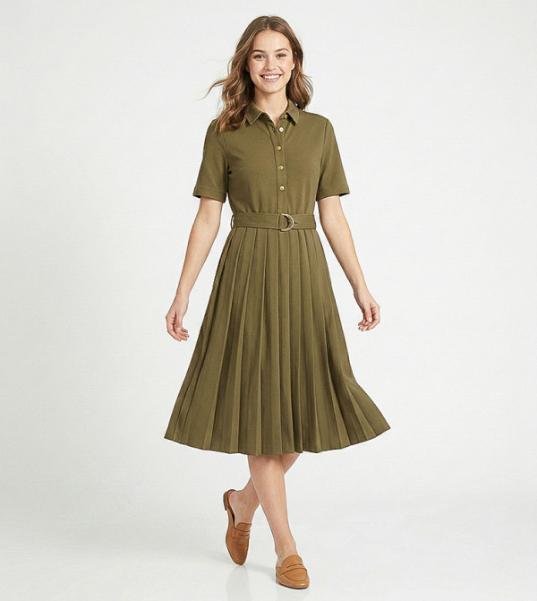 Tommy Hilfiger  vacation-loading-w - Olive Midi Dresses