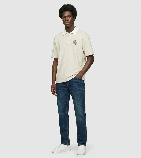 Tommy Hilfiger textured-neutral-linen - Beige Polo T-shirts