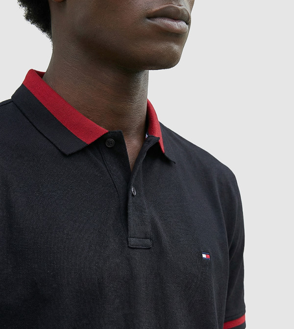 تومي هيلفيغر  textured-neutral-linen - أسود قمصان بولو