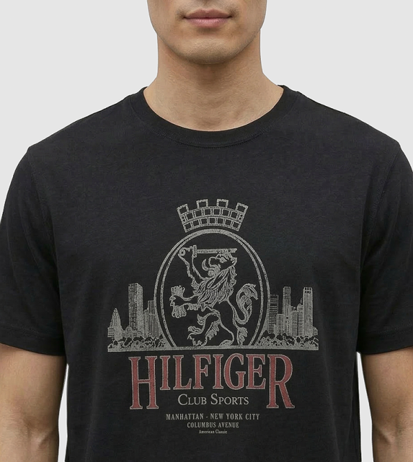تومي هيلفيغر  ملابس - أسود Round Neck T-Shirts