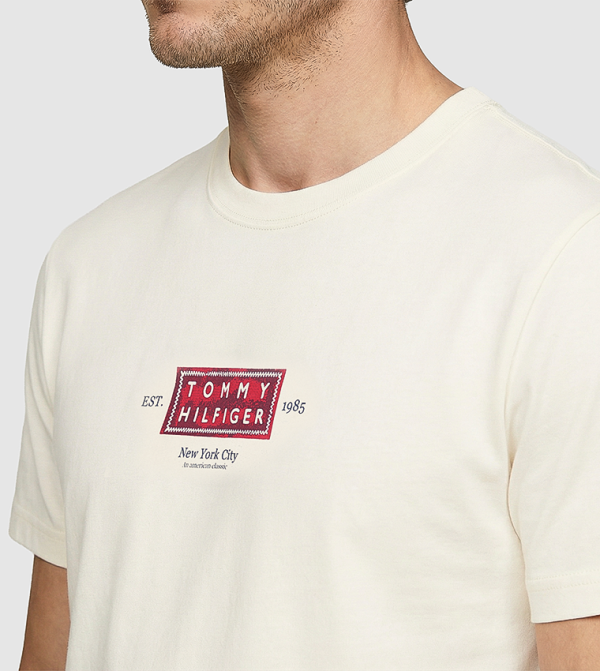 Tommy Hilfiger  Clothing - Beige Round Neck T-Shirts
