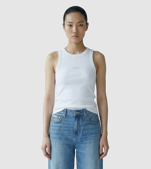 Calvin Klein Jeans Clothing - White Sleeveless Tops