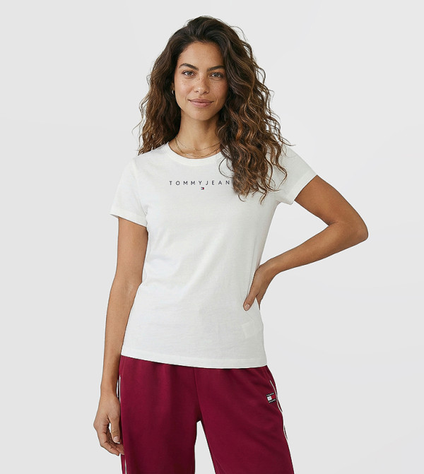 Tommy Jeans TOMMY JEANS - Ecru Short Sleeve T-Shirts
