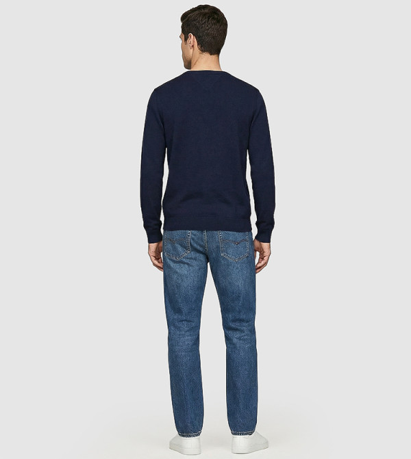 تومي هيلفيغر  سترات و كارديغانات  - كحلي Round Neck Sweaters