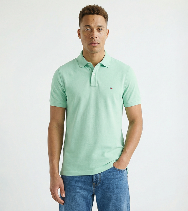 Tommy Hilfiger  textured-neutral-linen - Green Polo T-shirts