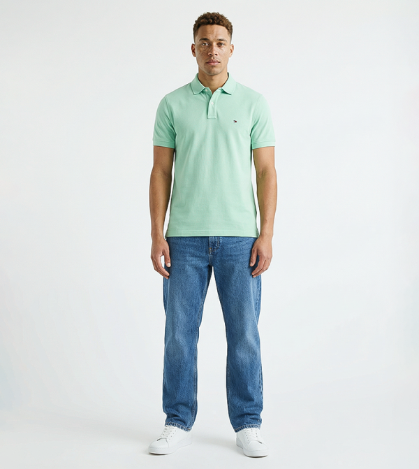 Tommy Hilfiger  textured-neutral-linen - Green Polo T-shirts
