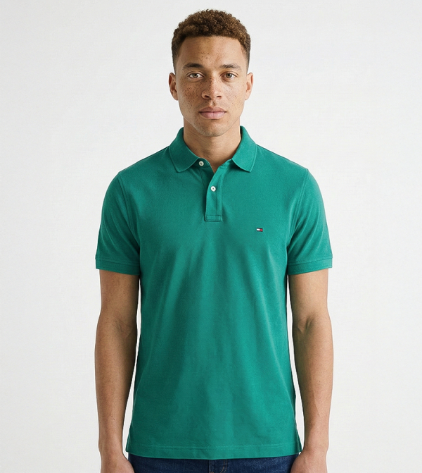 Tommy Hilfiger  textured-neutral-linen - Blue Polo T-shirts