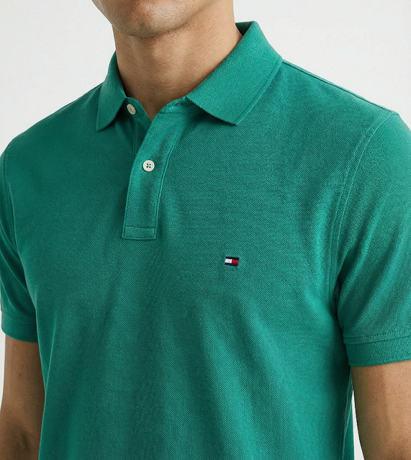 Tommy Hilfiger  textured-neutral-linen - Blue Polo T-shirts